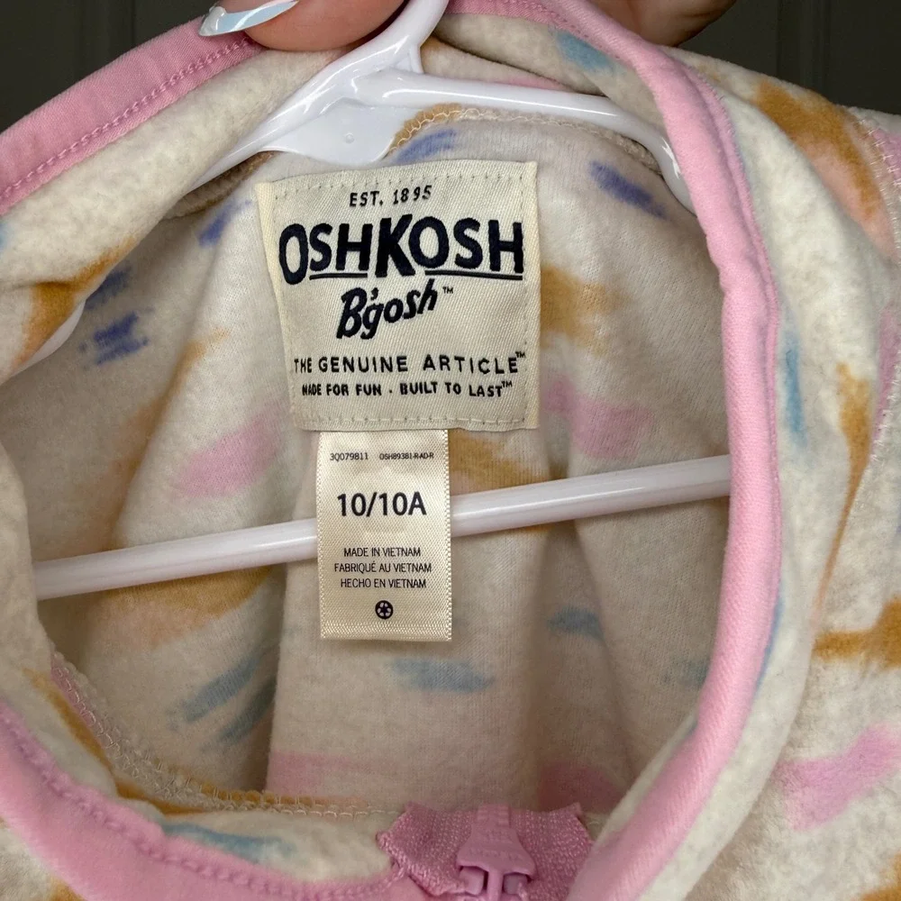 OshKosh Bgosh Girls Fleece Quarter Zip Pullover Tribal Print Size‎ 10